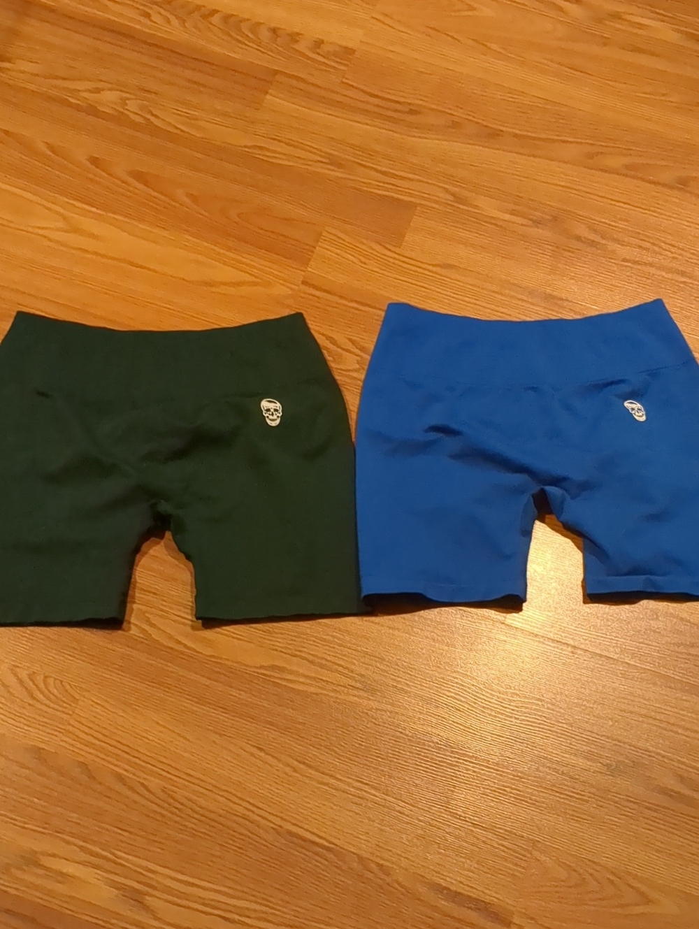 Gymreapers Seamless Scrunch Workout Shorts 2 Pack Bundle Blue Forest Green